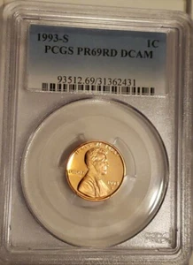 1993-S Lincoln Cent PCGS PR69RDDCAM - Picture 1 of 4
