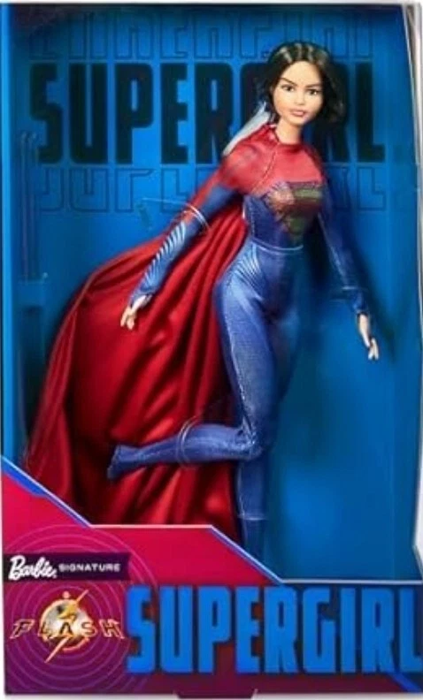 🔥 Supergirl Barbie Doll, Collectible Doll Flash Movie Wearing Red & Blue HKG13 - Image 1 of 4