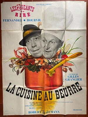 Affiche LA CUISINE AU BEURRE Restaurant BOURVIL Fernandel 120x160cm 1963 - Photo 1/4