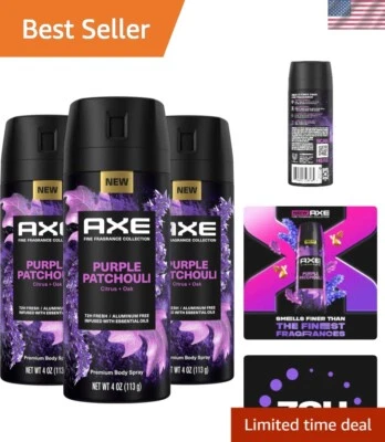 Essential Oils Infused Purple Patchouli Body Spray Set - Citrus & Oak Freshness - Imagem 1 de 4