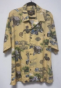 CAMISA HAWAIANA AMARILLA HARLEY DAVIDSON RAYON ALOHA TALLA GRANDE - Imagen 1 de 5
