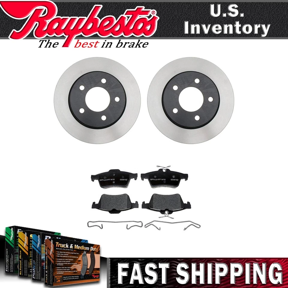 Rear Kit Brake Rotors Ceramic Brake Pads & Hardware For 2010-2012 Mazda 3 Sport - Image 1 of 4