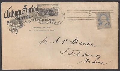 NORTH AUBURN, ME ~ MINERAL SPRING Co., AUBURN SPRING HOTEL ~ ADV. COVER 1890 - Image 1 of 2