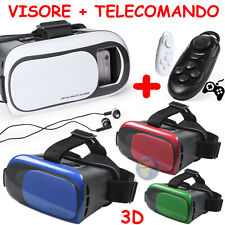 VR 3d VISORE Realta' Virtuale OCCHIALI con TELECOMANDO Telefono TV pc CELLULARE