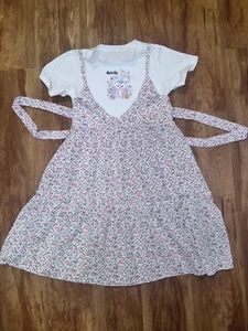 Disney Stella Lou girls size 8 t-shirt floral dress white tee hidden Duffy Bear - Picture 1 of 4