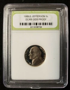 Slabbed 1989-S JEFFERSON NICKEL 5 cent / DCAM GEM PROOF Coin - Picture 1 of 4