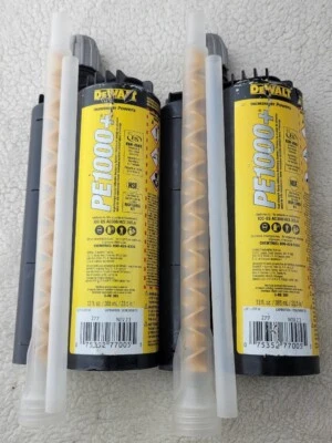 (2) DeWalt Powers PE 1000+ Epoxy Anchor Adhesive 13 fl oz Cartridges Exp 11/23 - Image 1 of 4
