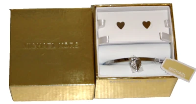 JUEGO DE REGALO MICHAEL KORS BRAZALETE PLATA CORAZÓN PENDIENTES MKJ5938040 + CAJA MK Foto 1 de 4