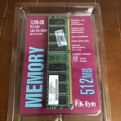 512MB DDR 1 MEMORY RAM PC2100 NON-ECC DIMM 184-PIN RK BYTE Reptron - Image 1 of 4
