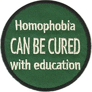 Homophobie Kann Cured Bildung Aufbügelbare/Aufnähen Tuch Aufnäher 75mm Rund ( Cv - Picture 1 of 1