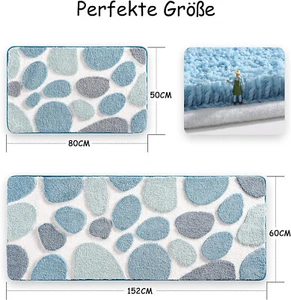 Alfombra de baño grande de lujo 152 X 60 cm patrón de adoquines azules ¡ULTRASUAVE CALIDAD PREMIUM! - Imagen 1 de 6