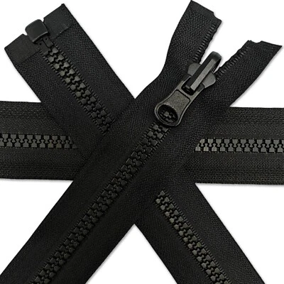 BLACK Reversible Chunky Zipper Open-End Flip Over Puller For Double Sided Jacket - Image 1 of 2