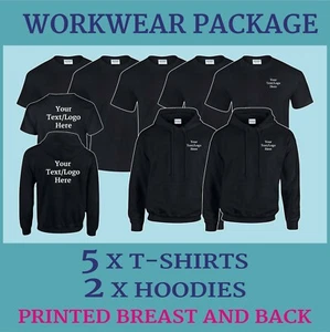 Work Wear Package 2 Hoodies 5 T-Shirts Workwear Team Club Custom Printed Uniform - Picture 1 of 11