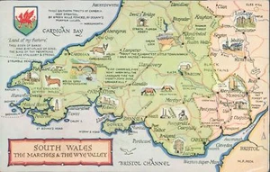PC de las Marchas del Sur y el Wye mapa de los años 50 de Gales del Sur - Imagen 1 de 2