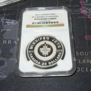 Canadian Silver Coin - Winnipeg Jets 2011 Canada NGC Graded PR69 NHL Hockey - Picture 1 of 9