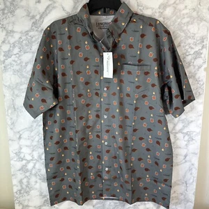 Mens Longhorn Steakhouse Steakwear All Over Print Button Down Shirt Gray Size M - Picture 1 of 6