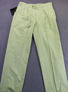BILLS KHAKIS Made in USA Mens LITE GREEN CHAMOIS PLEATED CHINO PANTS NWT 31x39 U - Picture 1 of 6