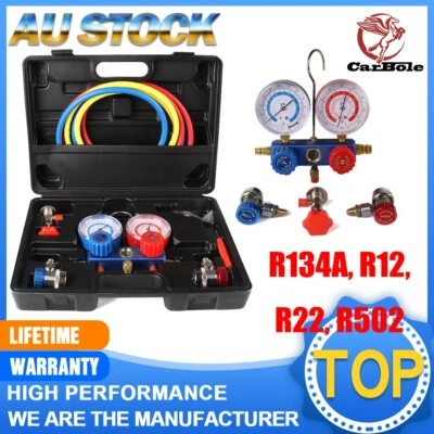 HVAC Gauges with Hoses AC Manifold Gauge Sets R410a R134a R12 R22 Refrigerant AU - image 1 of 4