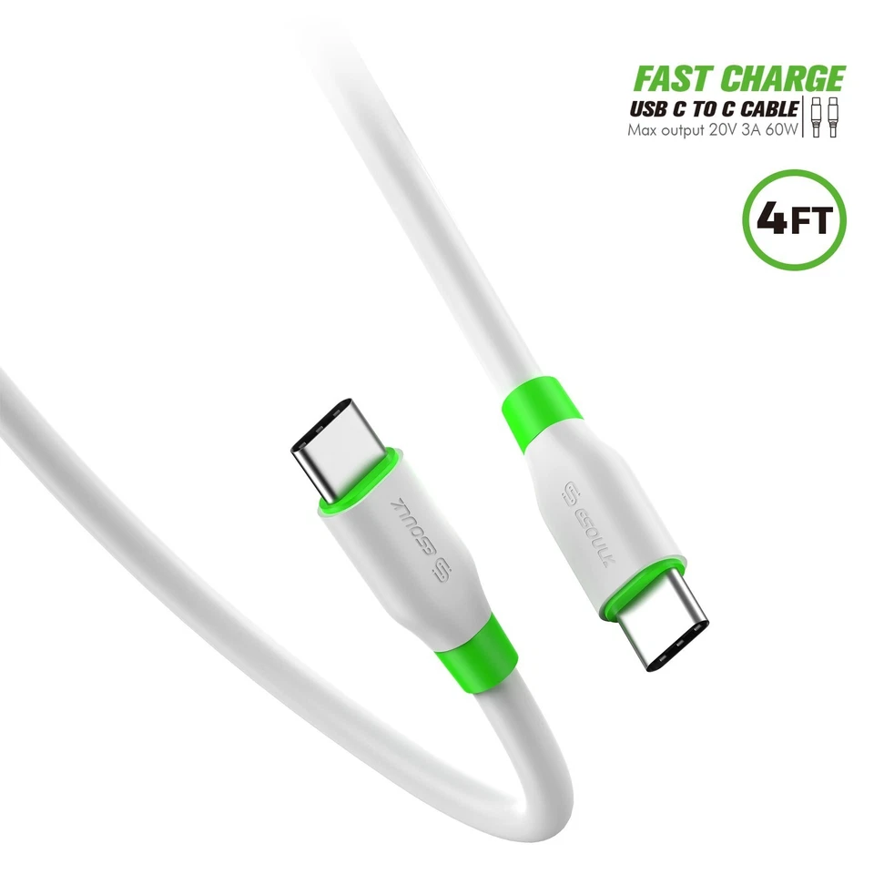 4FT USB-C to USB-C Cable Male Type-C Cable Cord Fast Charger Charging Data Sync - Image 1 of 4