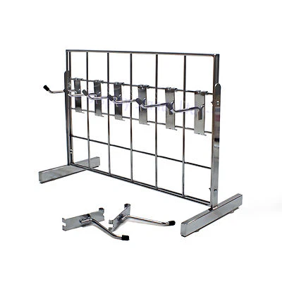 DISPLAY STANDS LTD Counter Grid Panel Display 2-Way Chrome With 8x 4" Single Hooks (E3MINI/1)