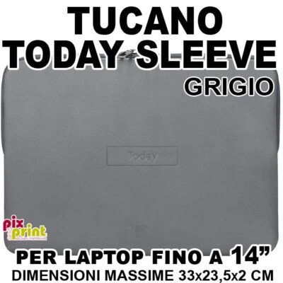 Custodia in similpelle per Notebook 13" e 14" -  Tucano Today Sleeve - GRIGIO - Immagine 1 di 4