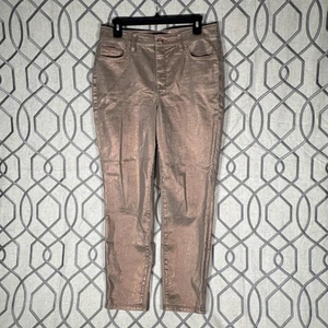 Tommy Bahama Jeans Womens 10 Copper Metallic High Rise Ankle Denim Pants - Picture 1 of 8