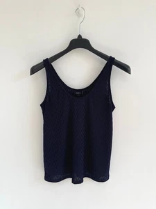 Next Navy Blue Camisole Vest Top Zigzag Print Stretch UK 10 - Picture 1 of 8