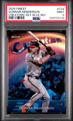 2025 FINEST GUNNAR HENDERSON /150 CREATORS-SKY BLUE REF POP 1 PSA 9 - Image 1 of 4