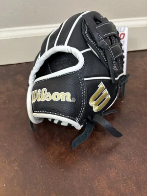 Wilson A500 10.5 Youth Baseball Glove Black White Right Hand Throw Durable - Image 1 of 4