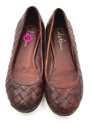 Mocasines cómodos Cole Haan Flats para mujer 5B marrón tejido cuero preppy minimalista Foto 1 de 4