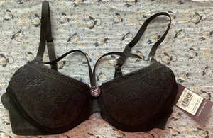 Reggiseno donna donna ferretto leggermente imbottito pizzo nero taglia 36c TU nuovo con etichetta - Foto 1 di 13