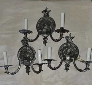 Original Antique Underwriters Laboratories Electric Fixture Wall Sconces SET 3 - Picture 1 of 9