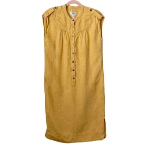 Talbots Dress Womens Size 8 Yellow Mini 100% Linen Tunic Shirt Beachy Lagenlook - Picture 1 of 9