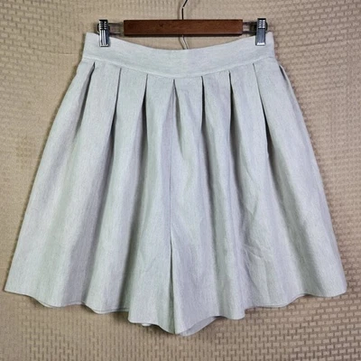 Pantalones Cortos de Traje de Lino Rebecca Taylor 8 Nuevos con Etiquetas Bolsillos Tostados Centeno Oficina Preppy Neutro Foto 1 de 4