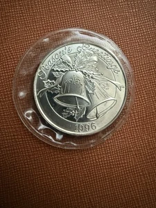 1996 Seasons Greetings Christmas Ringing Bells Holly .999 Fine Silver 1 Troy Oz - Bild 1 von 2