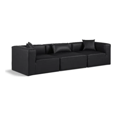 Cubo para muebles Meridian de cuero vegano negro 3 piezas Sofá modular Foto 1 de 4