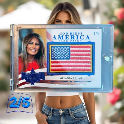 2024 DECISION MELANIA TRUMP GBA FLAG PATCH BLUE FOIL 2/5 RARE! - Image 1 of 2