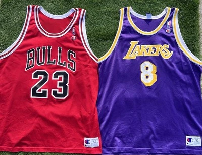 52 XXL Vintage 90s Champion #8 Kobe Bryant & #23 Michael Jordan Bulls & Lakers - Image 1 of 4