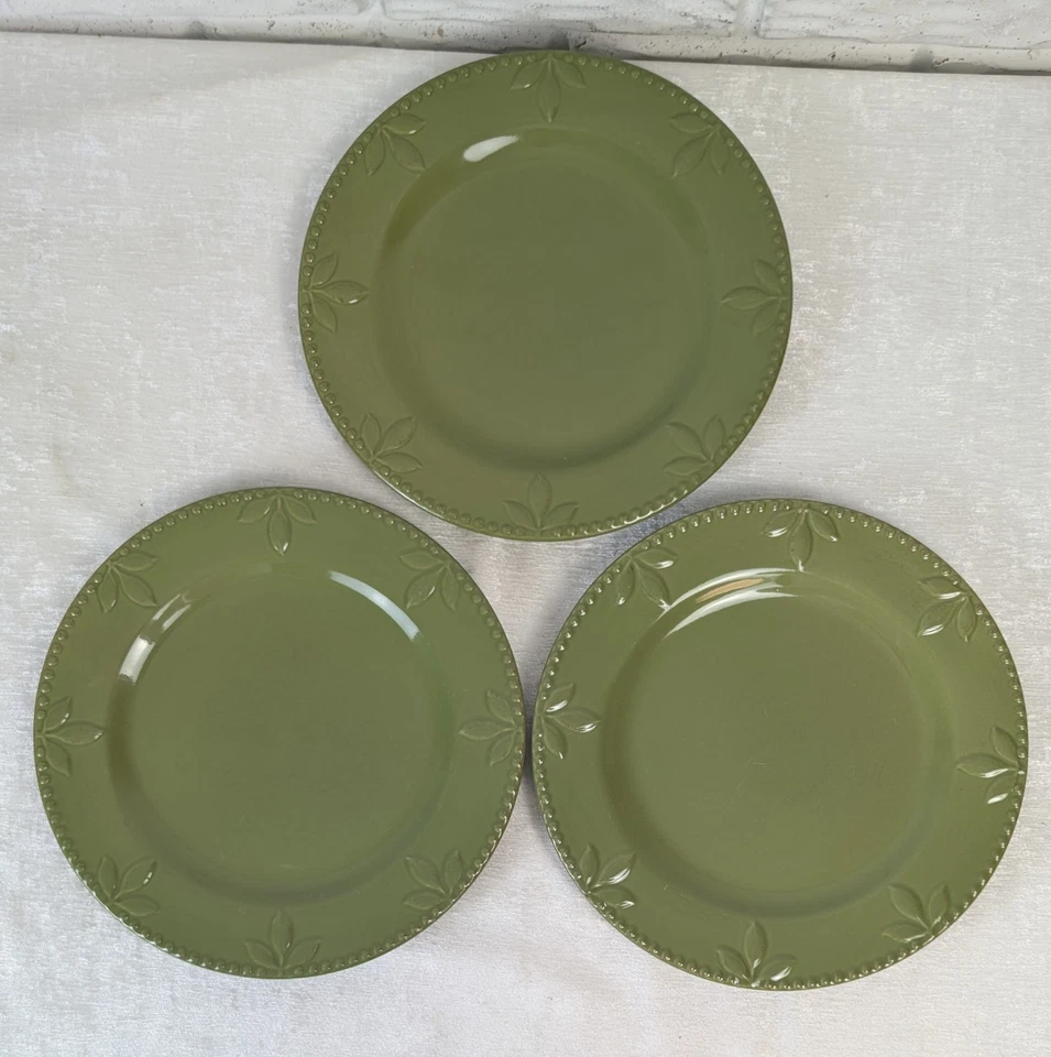 Juego de 3 platos de cena de gres Sorrento verde orégano 11-1/2" 2011 Foto 1 de 4