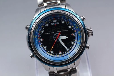 [Casi COMO NUEVO] Seiko Prospex Sky Professional H023-0010 Azul QZ Hombres de JAPÓN W652 Foto 1 de 4