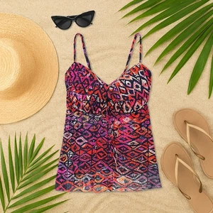 Neu mit Etikett Gottex Profile Größe 16 Azteken Fly Away wandelbares Tankini Oberteil Badeanzug pink - Bild 1 von 5
