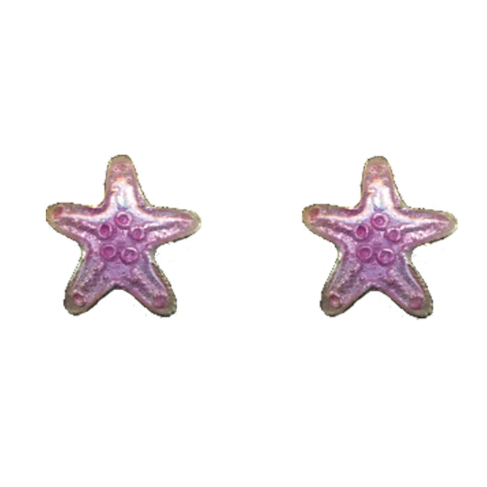 Brincos de prata esterlina 925 rosa estrela do mar cloisonne estrelas do mar - Imagem 1 de 1