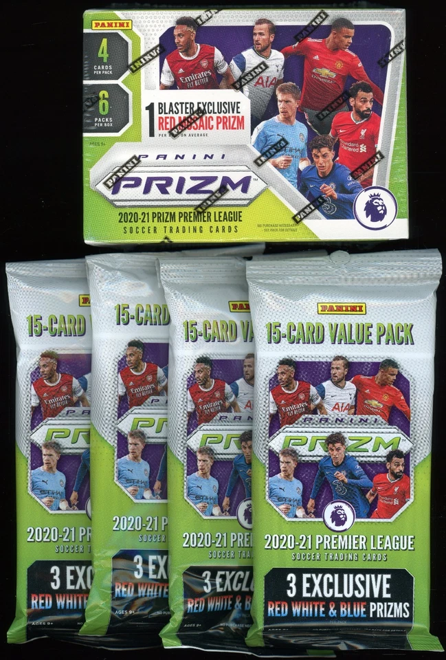 LOT 5X 2020-21 Panini Prizm Premier League Soccer Cello Pack/Blaster Box SEALED - Bild 1 von 1