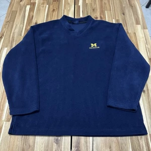 Vintage Michigan Wolverines Sweatshirt Mens XL Blue Fleece College Vneck Logo - Picture 1 of 6
