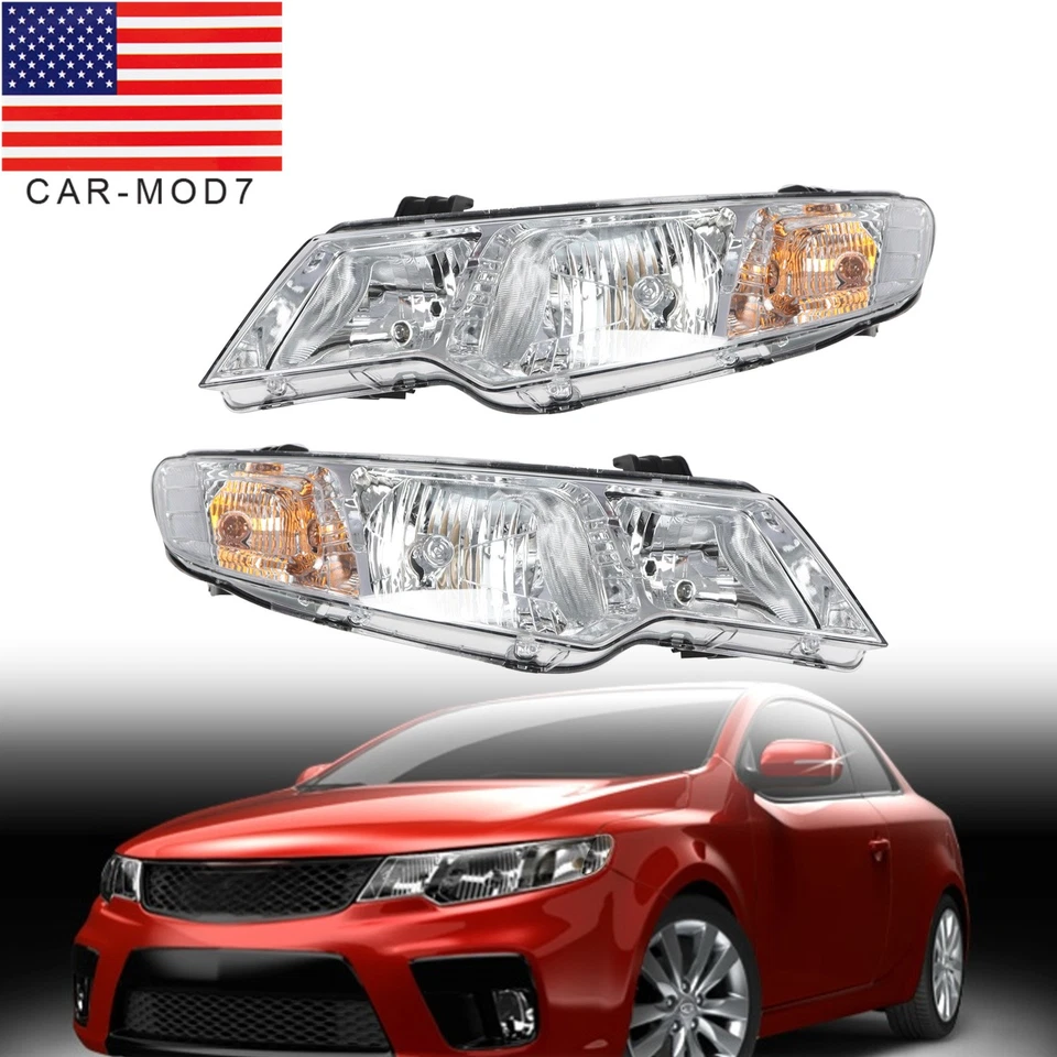 1 Pair LED Headlights Clear Lens Headlamps LH+RH For 2010-2013 Kia Forte Koup - Image 1 of 4
