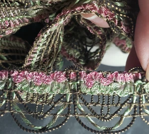 Green Pink Gold Sewing Trim Vintage Hippie Crafts Clothes 14+ Yards - Picture 1 of 8