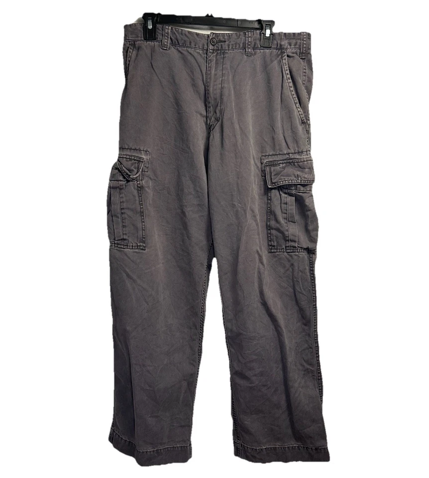 Vintage American Eagle Pants Men 33x32 (Fits 33x30) Cargo Paratrooper Baggy Gray - Image 1 of 3