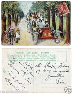 enfants multiples. voiture ancienne. CPA448 - Picture 1 of 1