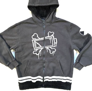 CHAQUETA GLITCH PRODUCTIONS UZI MORDER DRONES SUDADERA CON CAPUCHA Talla L Cremallera Completa Sherpa Carbón - Imagen 1 de 14