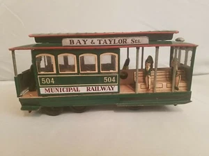 Vintage Tin Toy Train Trolley Car, Bay & Taylor Sts. Municipal Railway 504 Green - Picture 1 of 12